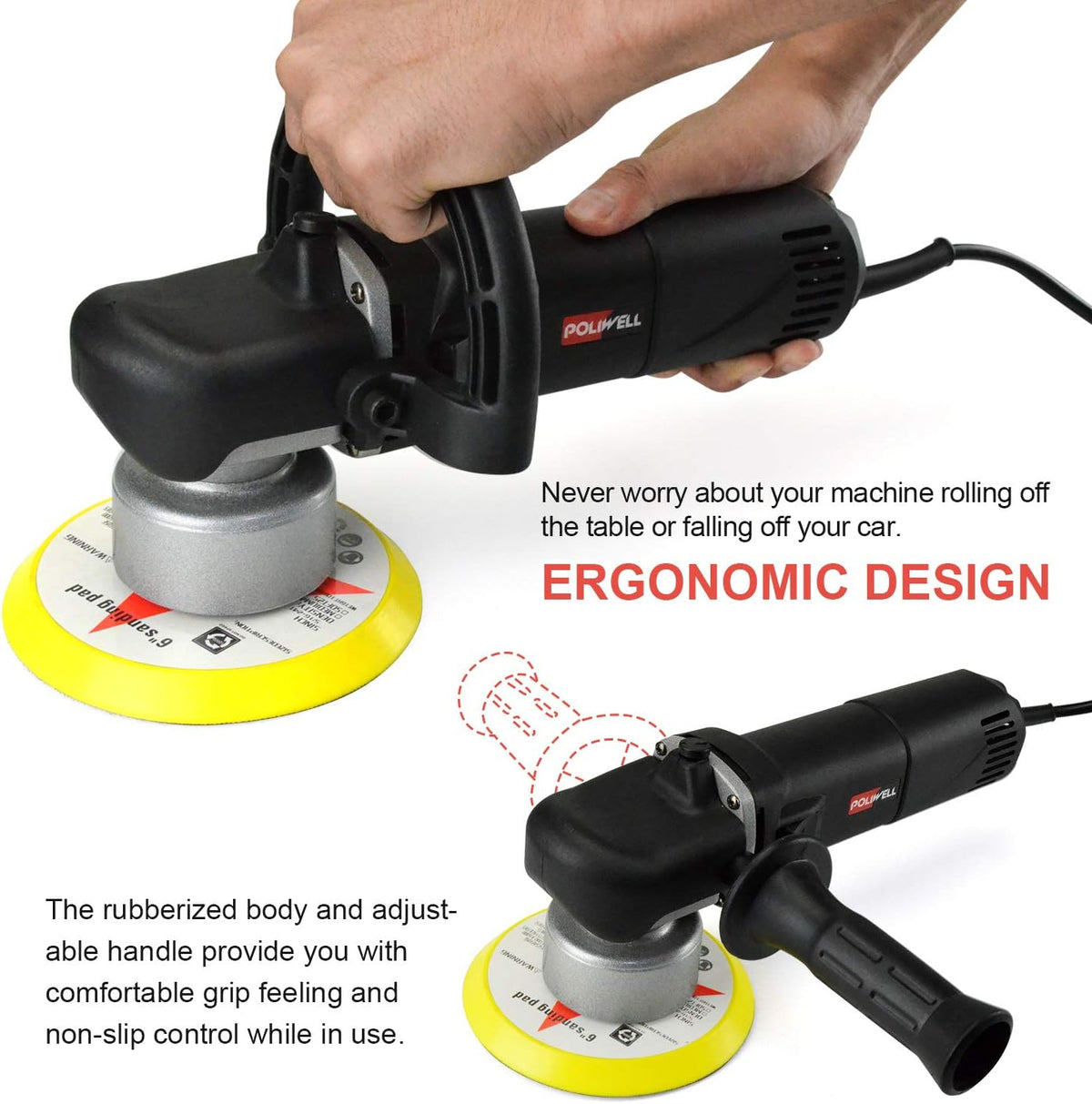 6 Inch Dual Action Random Orbital Polisher Kit with 5 Polishing Pads Q1150