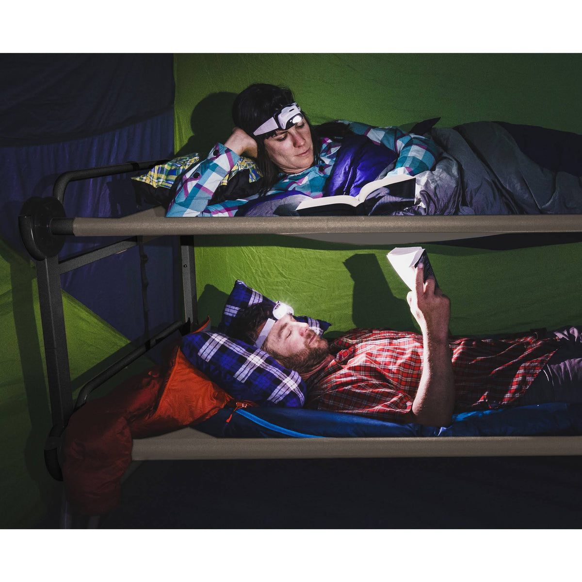 Tan Double Camping Cot with Organizers B294515