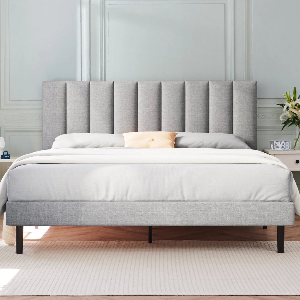 Full Platform Bed Frame with Upholstered Headboard Q956
