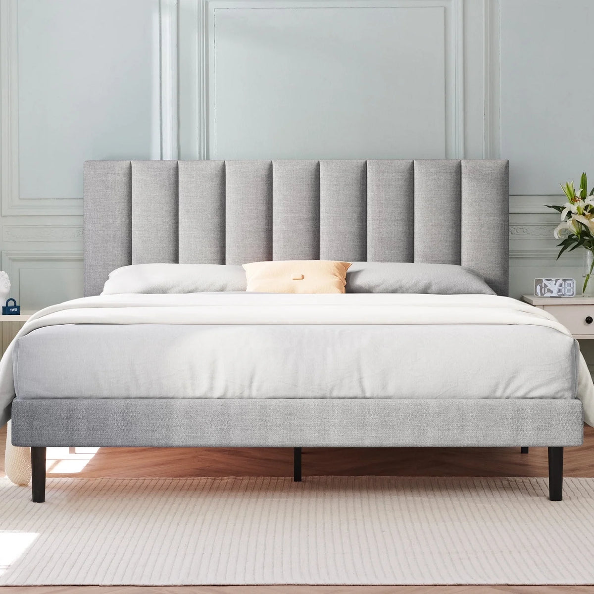 Full Platform Bed Frame with Upholstered Headboard Q956