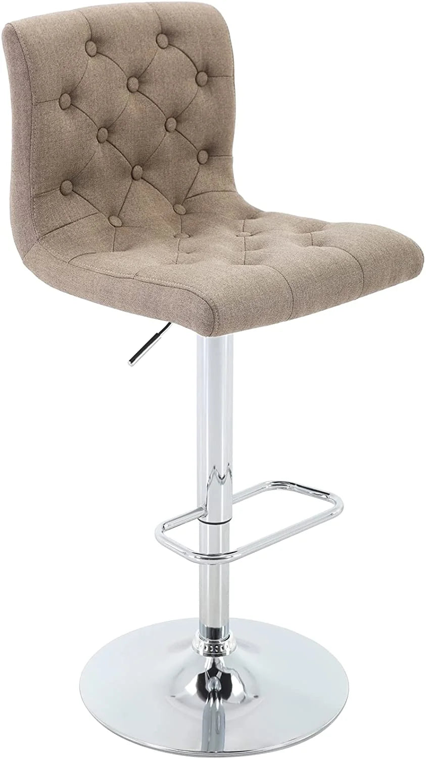 Tufted Swivel Bar Stool with Back, Fabric Upholstered Armless Bar Chair B67475