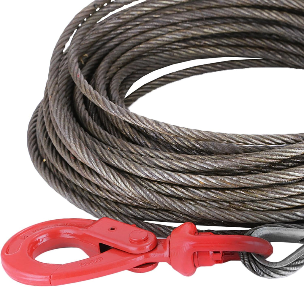 Winch Cable 8/17Inch x 100Ft Replacement Wire Rope 4400LBS Fiber Core Swivel Hook Pack of 2 J62014