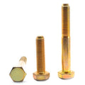 5/16 inch-18 x 3 1/4 inch Coarse Thread Grade 8 Hex Cap Screw Alloy Steel Yellow Zinc Plated Pk 100 A99813