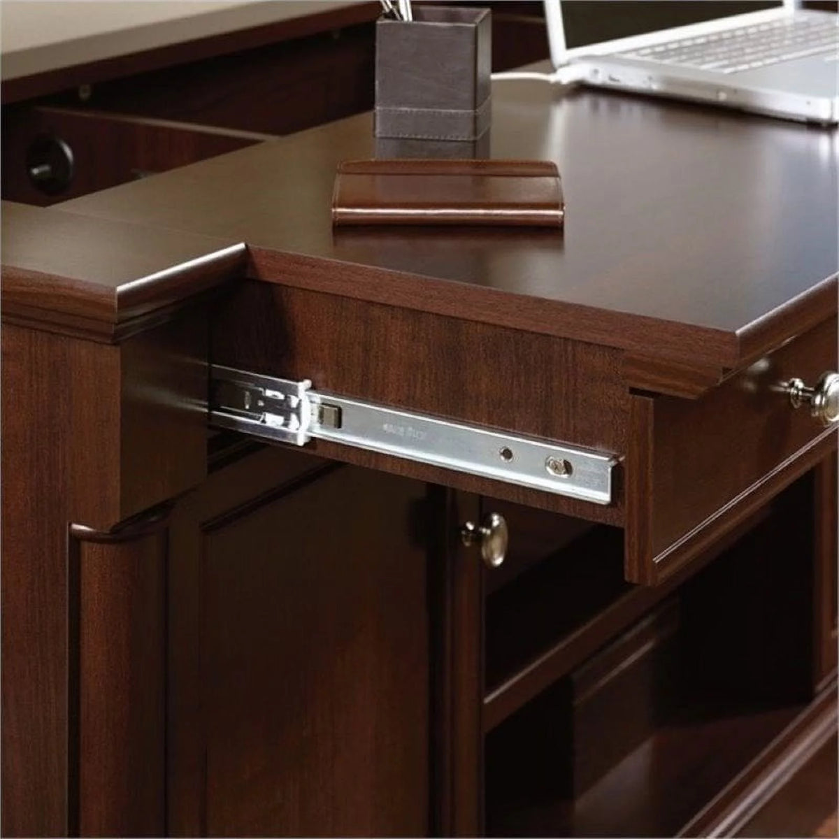 Cherry Credenza Computer Desk with Storage H9800