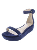 French Navy Cutout Ankle Strap Open Toe Suede Dress Sandals Q107