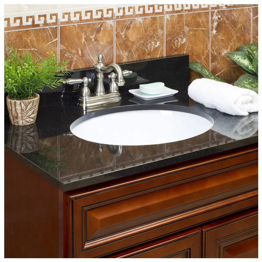 Black Granite Vanity Top 25 in x 22 in with Backsplash 4 in Spread U224