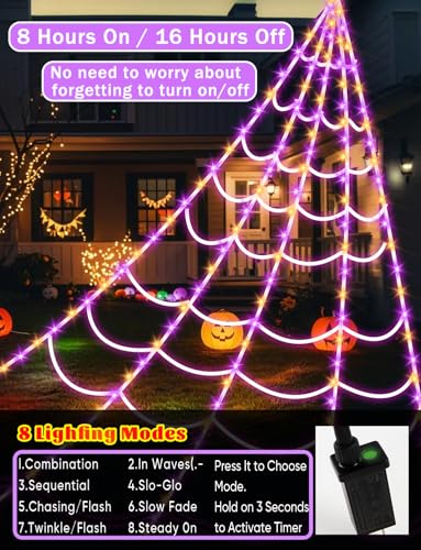 250 LEDs Outdoor Halloween Decor Lights with 4Ft Light-up Spider E9779