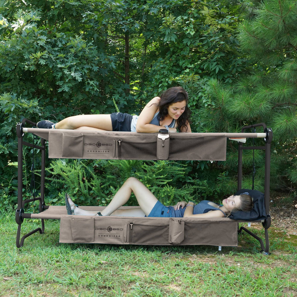 Tan Double Camping Cot with Organizers B294515