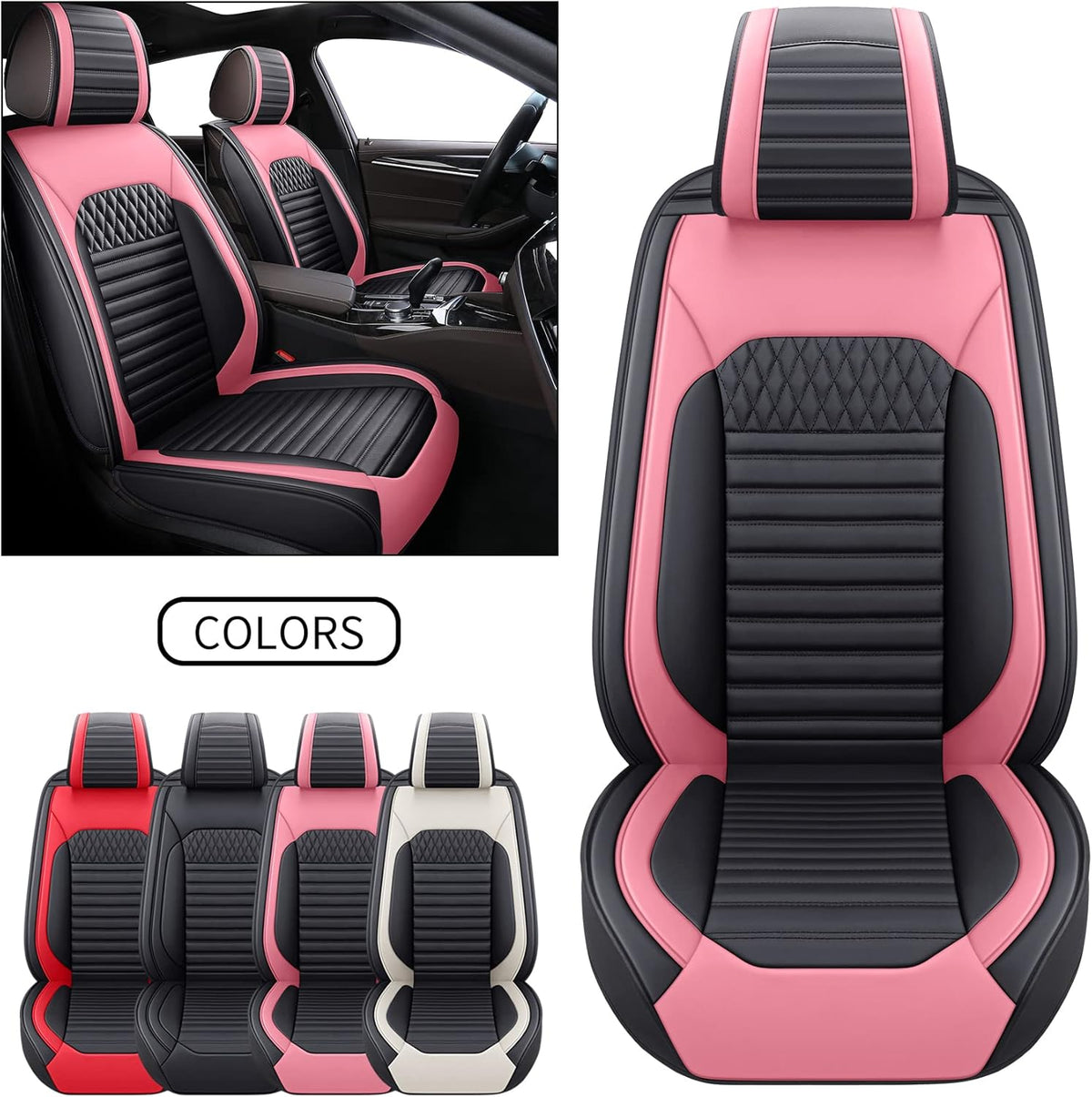 Black and Pink Full Set Seat Covers R467349