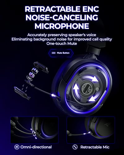 Wireless Gaming Headset with 7.1 Surround Sound, Bluetooth 5.4, Noise Canceling Mic P770