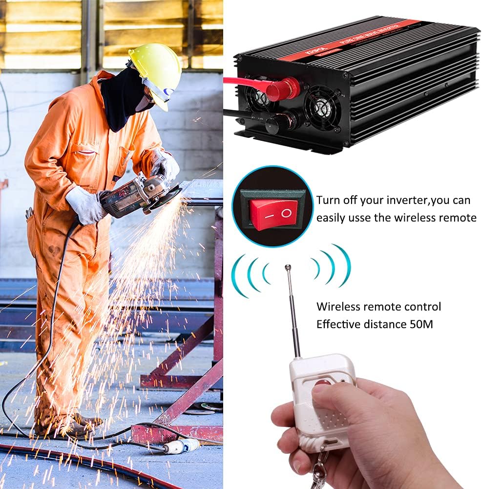 2000 Watt Pure Sine Wave Inverter 12V DC to 110v/120v AC X910927
