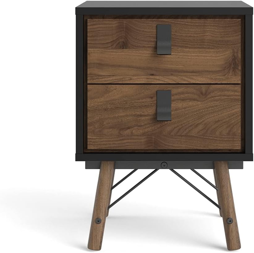 Black Matte 2 Drawer Nightstand B4258