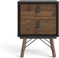 Black Matte 2 Drawer Nightstand B4258