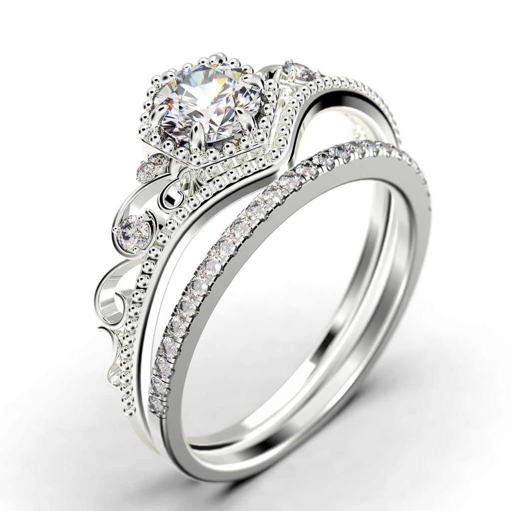 Antique Art Deco 2.00 Carat Round Cut Diamond Moissanite Engagement Ring in 10k Solid White Gold A356