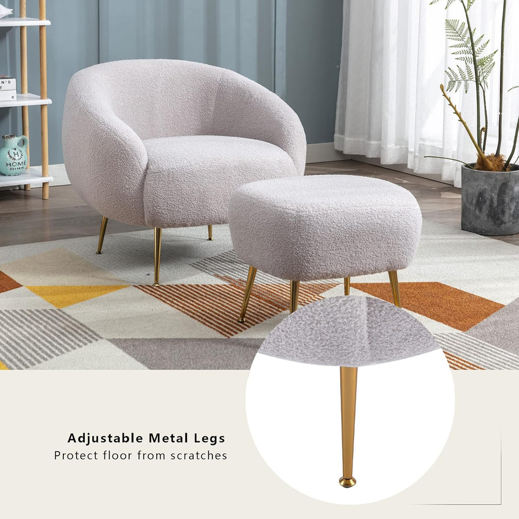 Teddy Short Plush Particle Velvet Accent Chair With Ottoman J5595