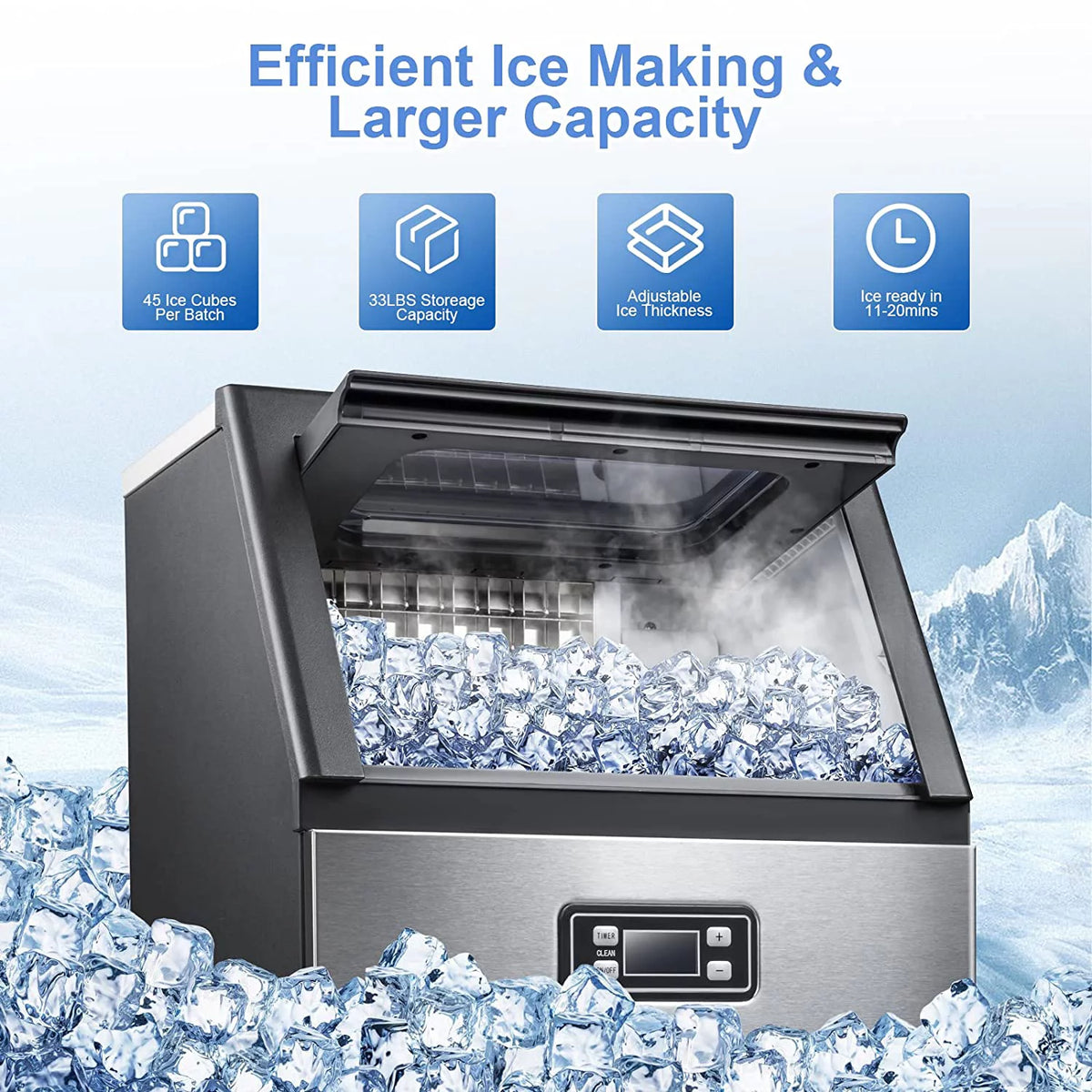 Stainless Steel Commercial Ice Maker 100Lbs/Day X144