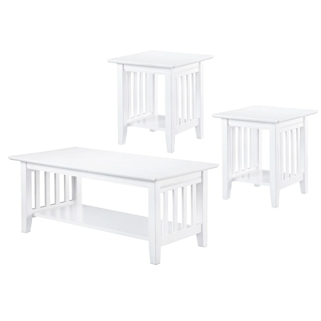 White 3 Piece Coffee Table Set V608