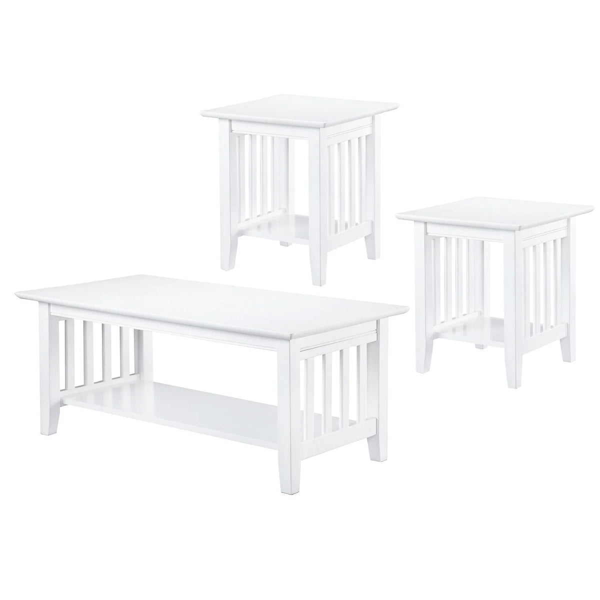 White 3 Piece Coffee Table Set V608