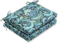 Blue/Green 16" x 18.5" Square Corner Chair Seat Cushion with Ties, 2 Count Y548242