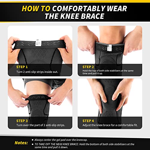 2 Pack Knee Compression Sleeves with Side Stabilizers & Patella Gel Pad N6082