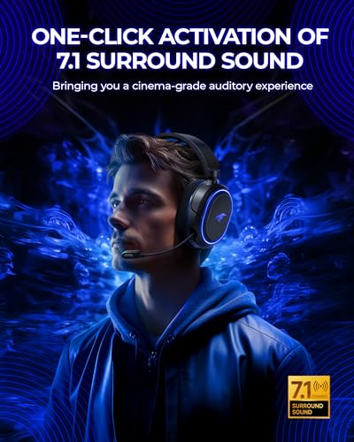 Wireless Gaming Headset with 7.1 Surround Sound, Bluetooth 5.4, Noise Canceling Mic P770