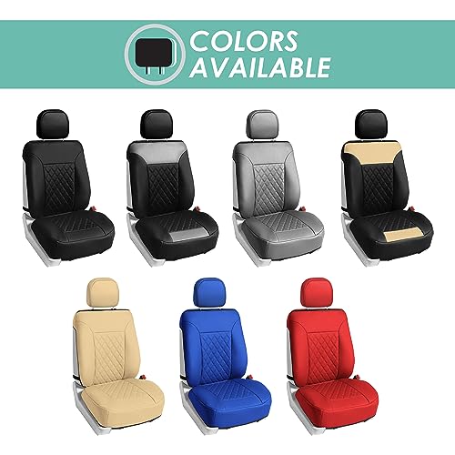 Beige Faux Leather Car Seat Covers Front Set H9949