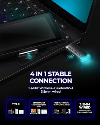 Wireless Gaming Headset with 7.1 Surround Sound, Bluetooth 5.4, Noise Canceling Mic P770