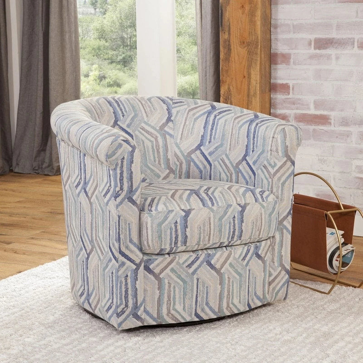 Floral Polyester Swivel Tub Chair J799