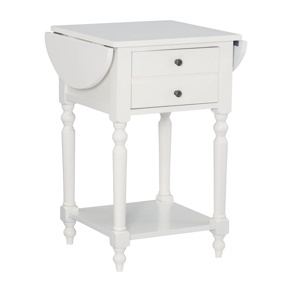 White Single Drawer End Table with Shelf and Dropleaf G3907