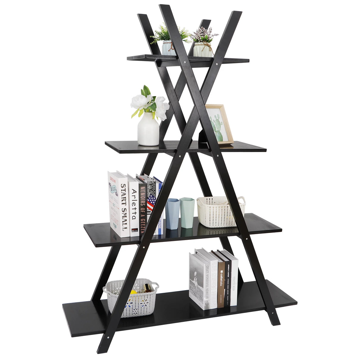 4-Shelves Open Bookcase Black B91471