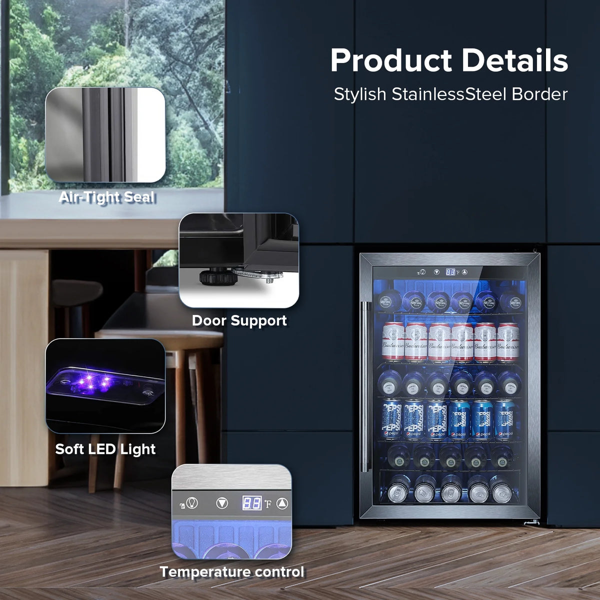 4.4 Cu.ft Beverage Refrigerator Cooler with Glass Door E113901