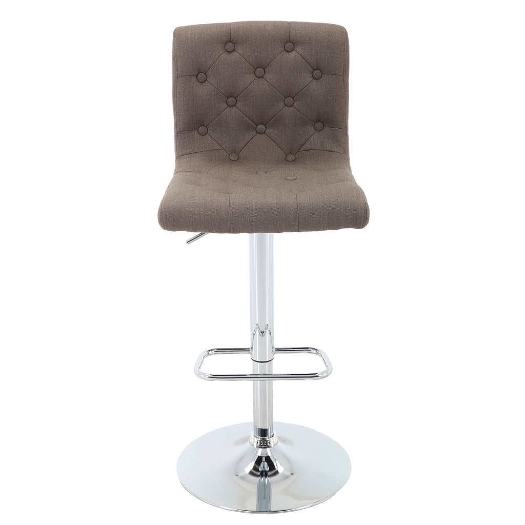 Tufted Swivel Bar Stool with Back, Fabric Upholstered Armless Bar Chair B67475