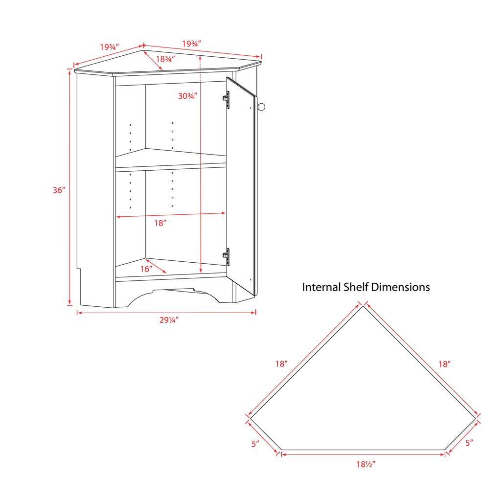 White Corner Storage Cabinet W544