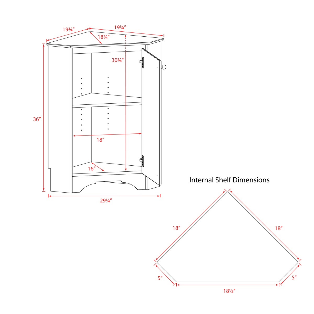 White Corner Storage Cabinet W544
