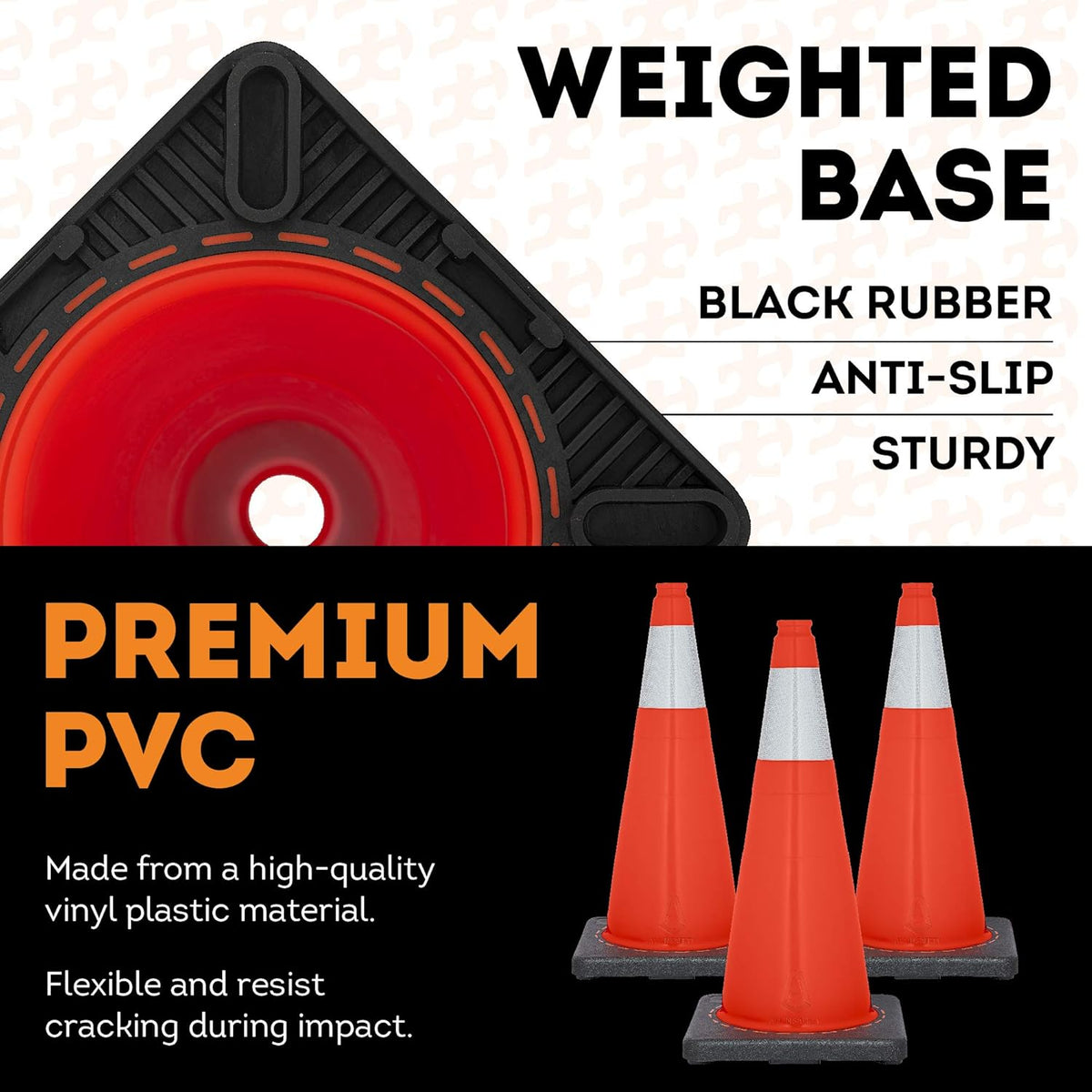 Orange PVC Plastic Traffic Cones with 6 Collar B623998