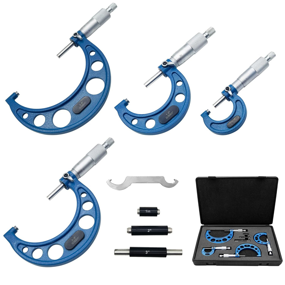 Outside Micrometer Set 0-4 / 0.0001 with Padded Case H959