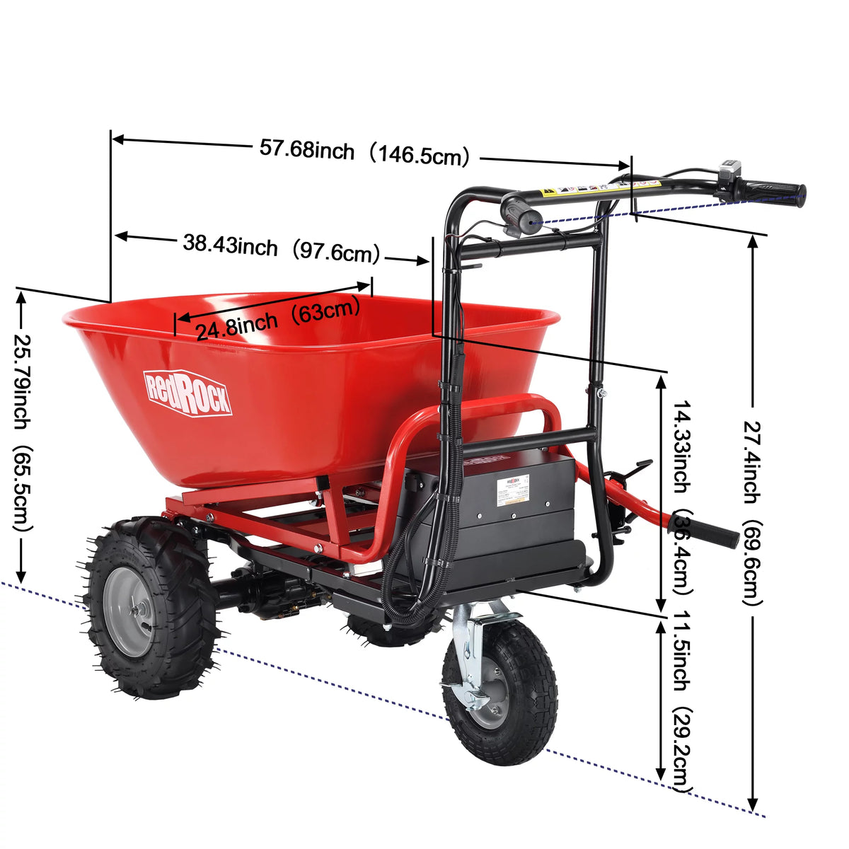 48V28Ah 500W Steel Electric Wheelbarrow Utility Cart N6208