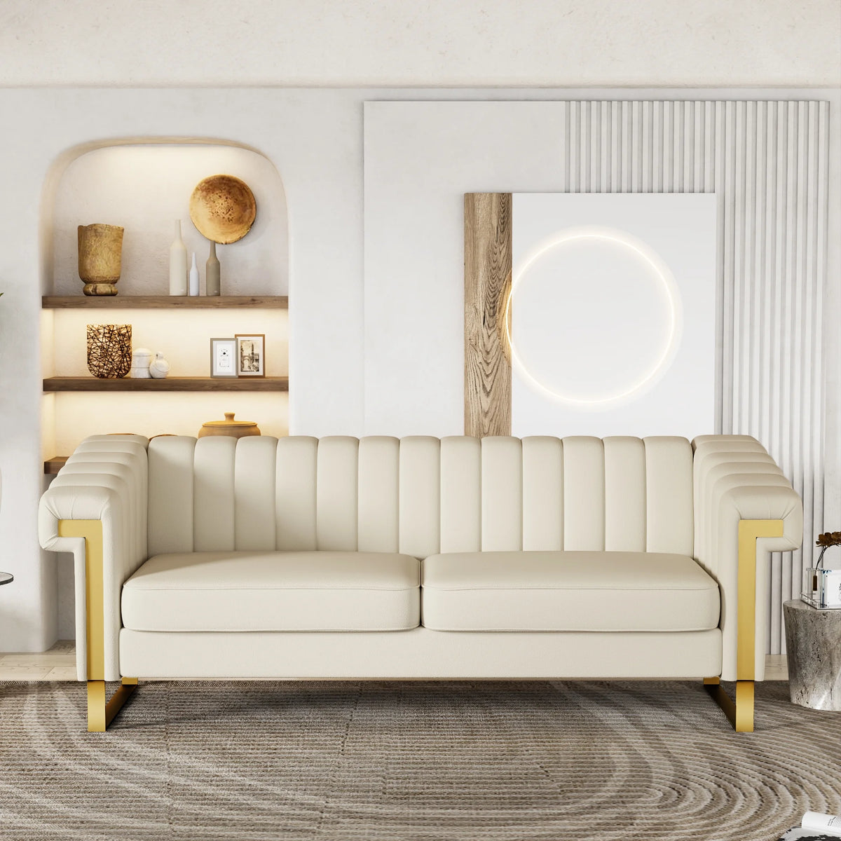 3 Seater Faux Leather Sofa with Removable Cushions I7731