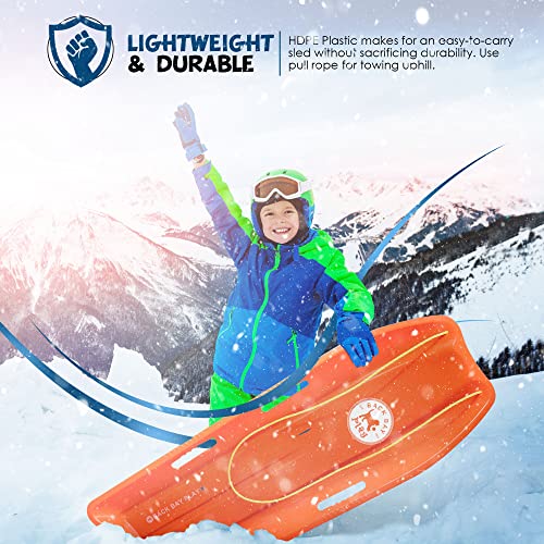 47in High Density Plastic Snow Sled with Pull Rope & 4 Handles Y414287