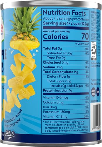 Pineapple Tidbits in 100% Pineapple Juice, 20 Oz (Pack of 6) V673