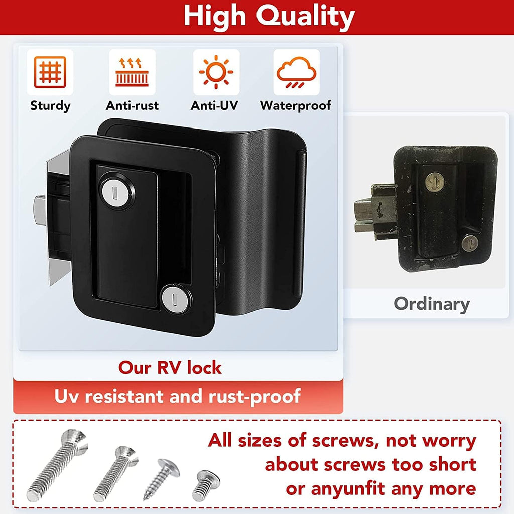 Black Zinc Alloy RV Entry Door Lock with Paddle Deadbolt 4 Keys Q475