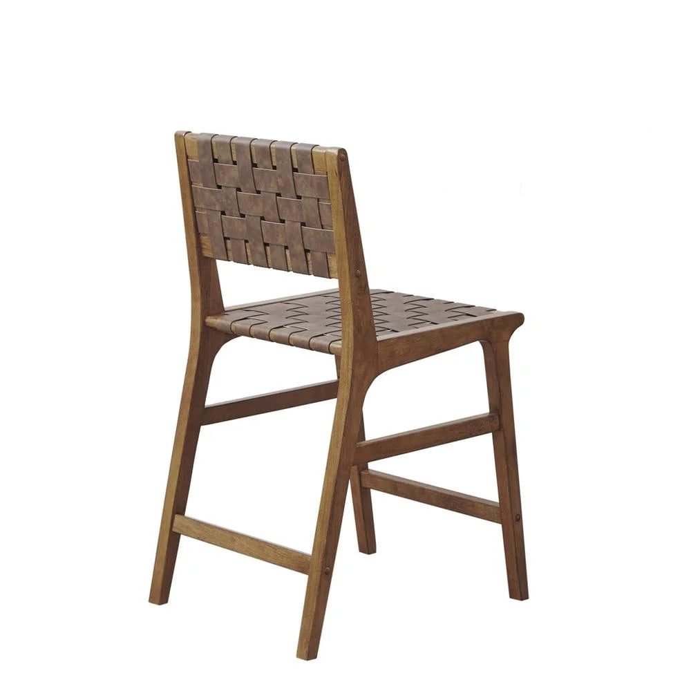 Faux Leather Woven Counter Stool 24"H Brown L252890
