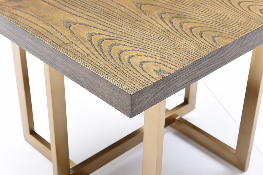 Modern Elm & Antique Brass End Table T292