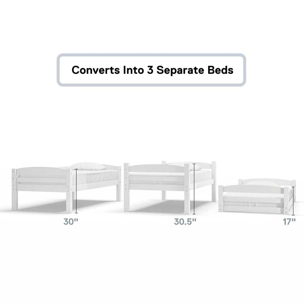 White Triple Twin Bunk Bed D50553