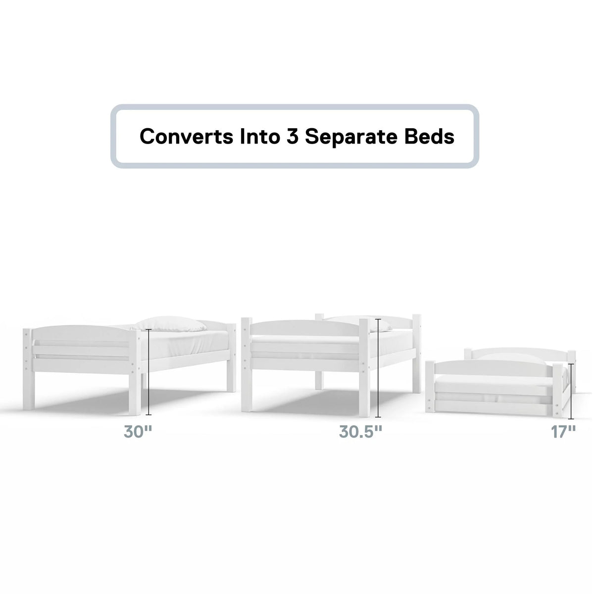 White Triple Twin Bunk Bed D50553