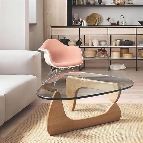 Transparent Black Glass Coffee Table with Solid Wood Frame J903133