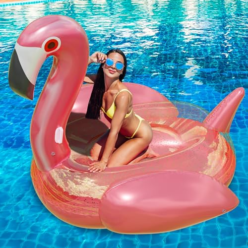 Huge 78 x 70 Pink Flamingo Pool Float W58156