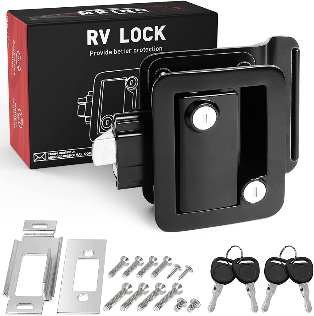 Black Zinc Alloy RV Entry Door Lock with Paddle Deadbolt 4 Keys Q475