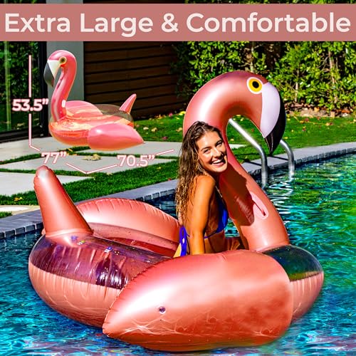 Huge 78 x 70 Pink Flamingo Pool Float W58156