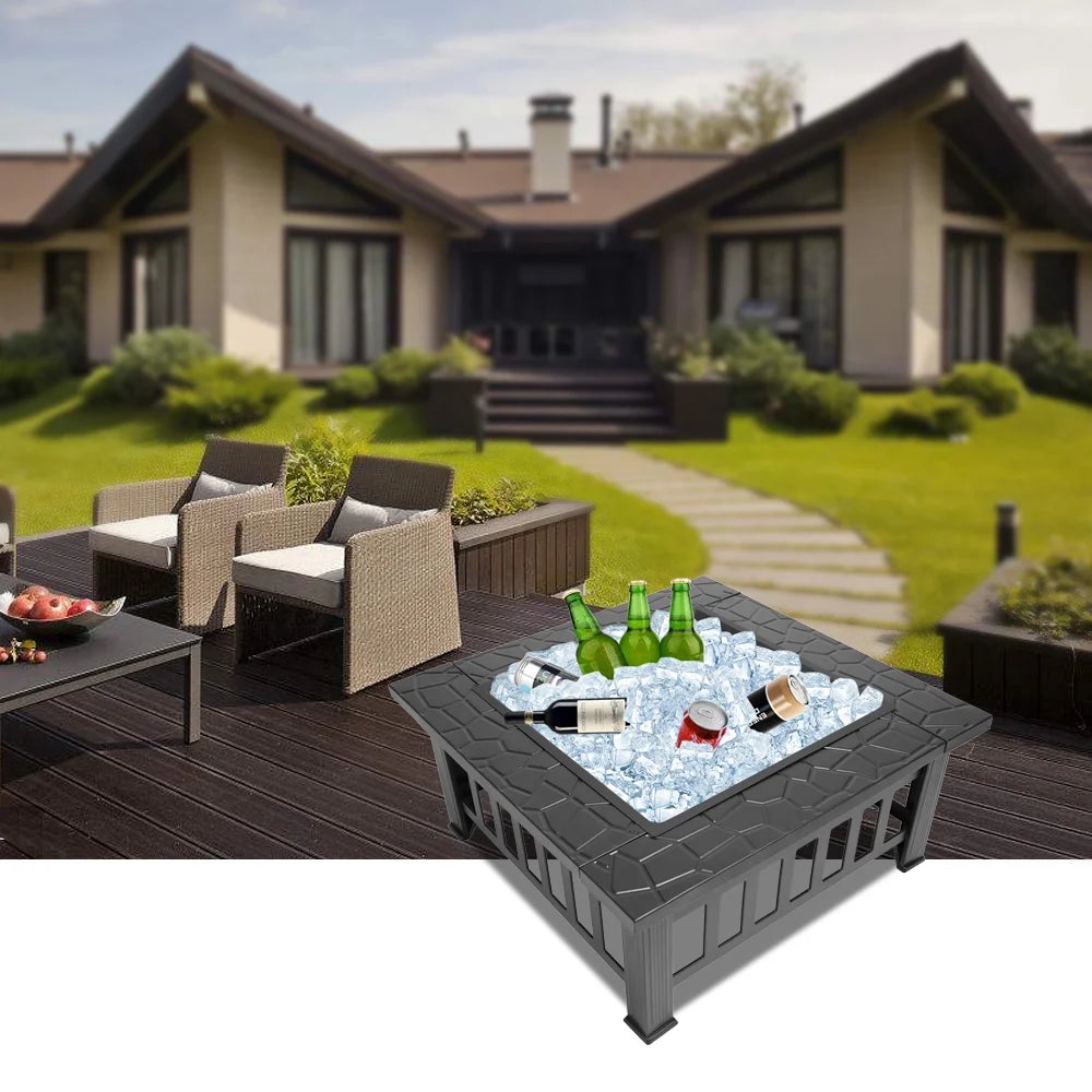 32" Outdoor Metal Square Fire Pit M8953